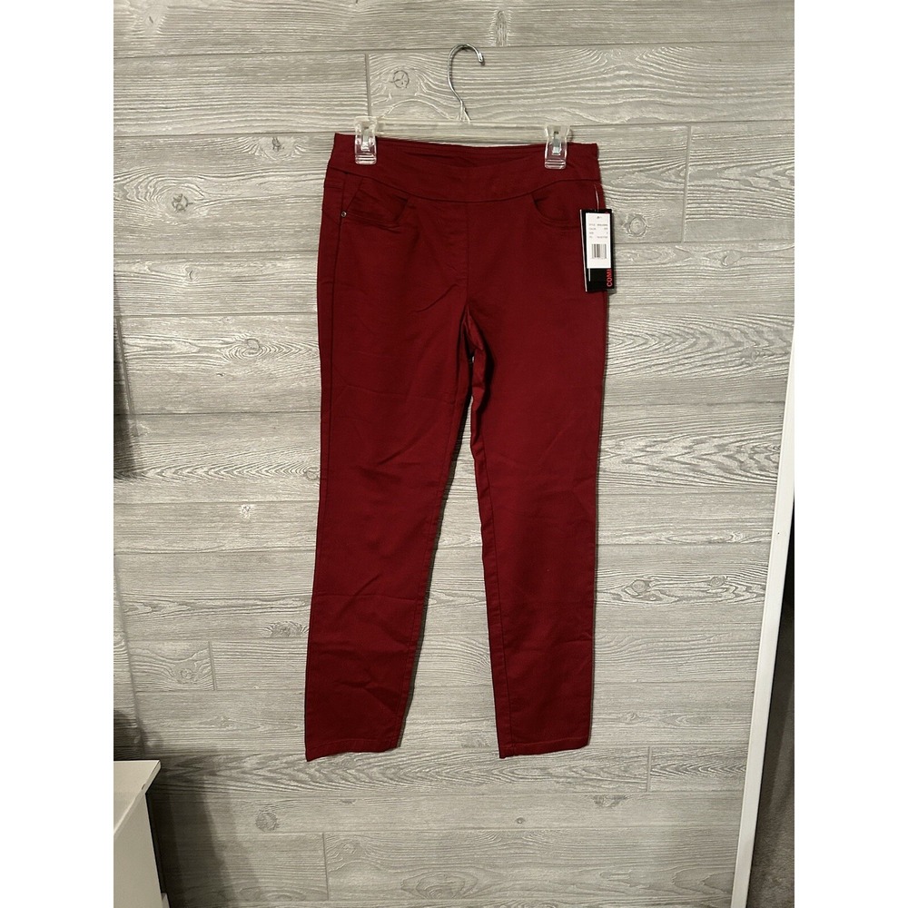Briggs Pants Womens Size 4 Maroon Pull On Tapered Flex Waistband Casual Stretch